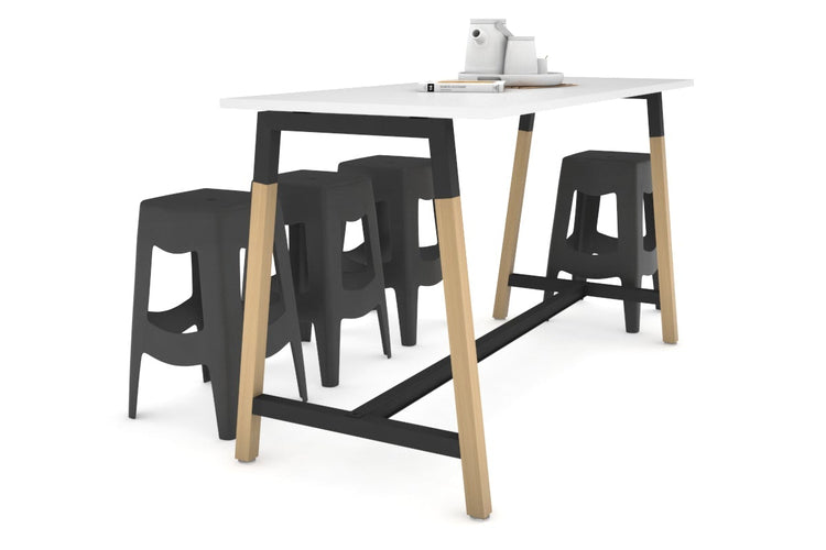 Quadro A Legs Counter Table Wood Legs Cross Beam - 925H [1800L x 700W] Jasonl black leg white none