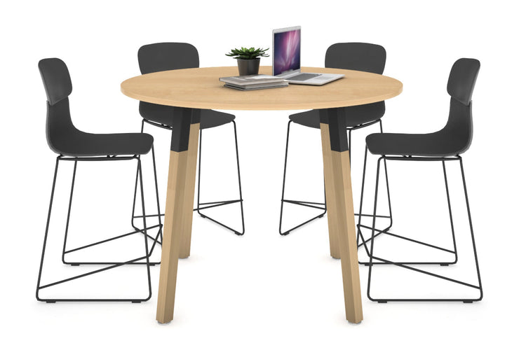 Quadro Counter Wood Single Leg Round Table [1000 mm] Jasonl black bracket maple none