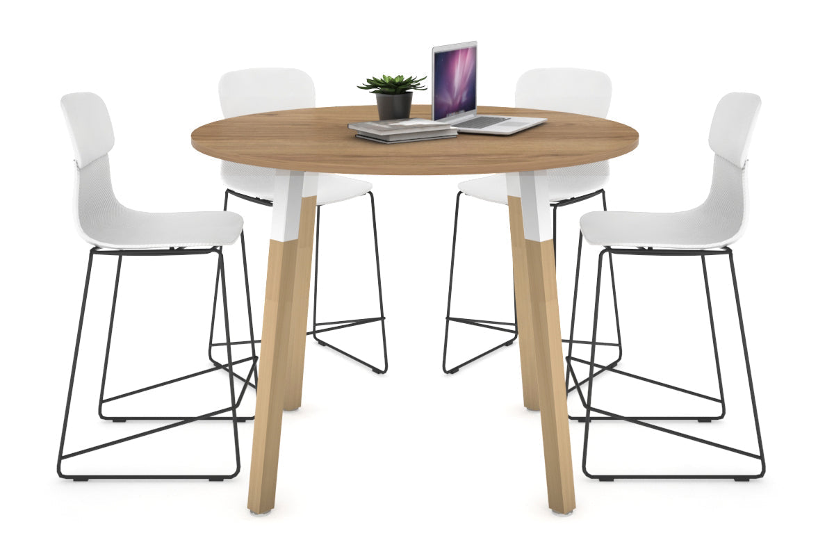 Quadro Counter Wood Single Leg Round Table [1000 mm] Jasonl white bracket salvage oak none