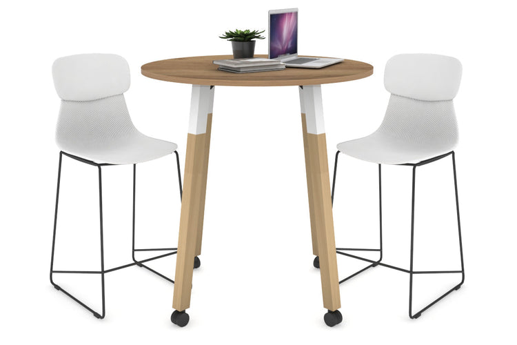 Quadro Counter Wood Single Leg Round Table [800 mm] Jasonl white bracket salvage oak wheels