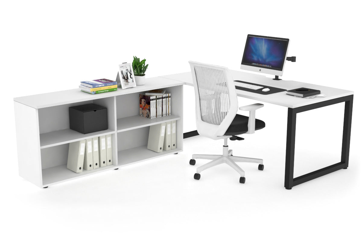 Quadro Loop Executive Setting - Black Frame [1800L x 800W with Cable Scallop] Jasonl white none open bookcase