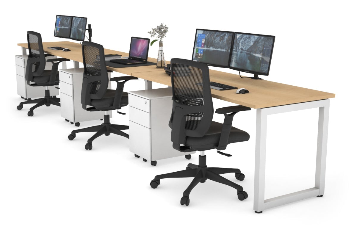 Quadro Loop Legs 3 Person Run Office Workstation [1200L x 700W] - white ...