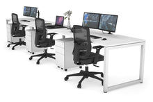  - Quadro Loop Legs 3 Person Run Office Workstation [1800L x 800W with Cable Scallop] - 1