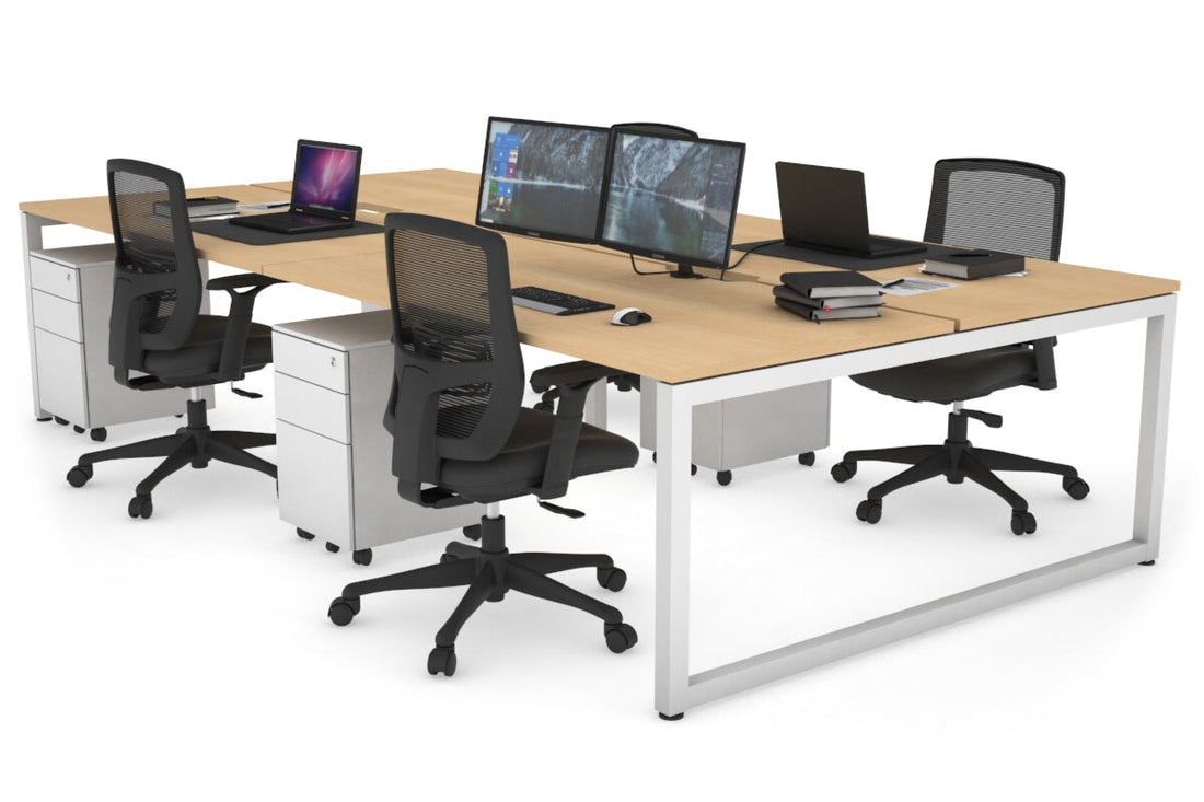 Quadro Loop Leg 4 Person Office Workstations [1600L x 800W with Cable ...