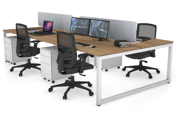 Quadro Loop Leg 4 Person Office Workstations [1800L x 800W with Cable Scallop] Jasonl white leg salvage oak light grey echo panel (400H x 1600W)