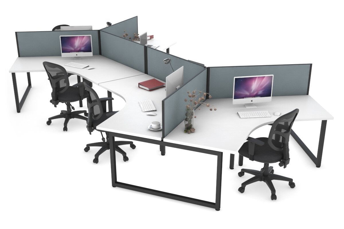 Quadro Loop Legs 6 Person 120 Degree Office Workstation - black leg ...