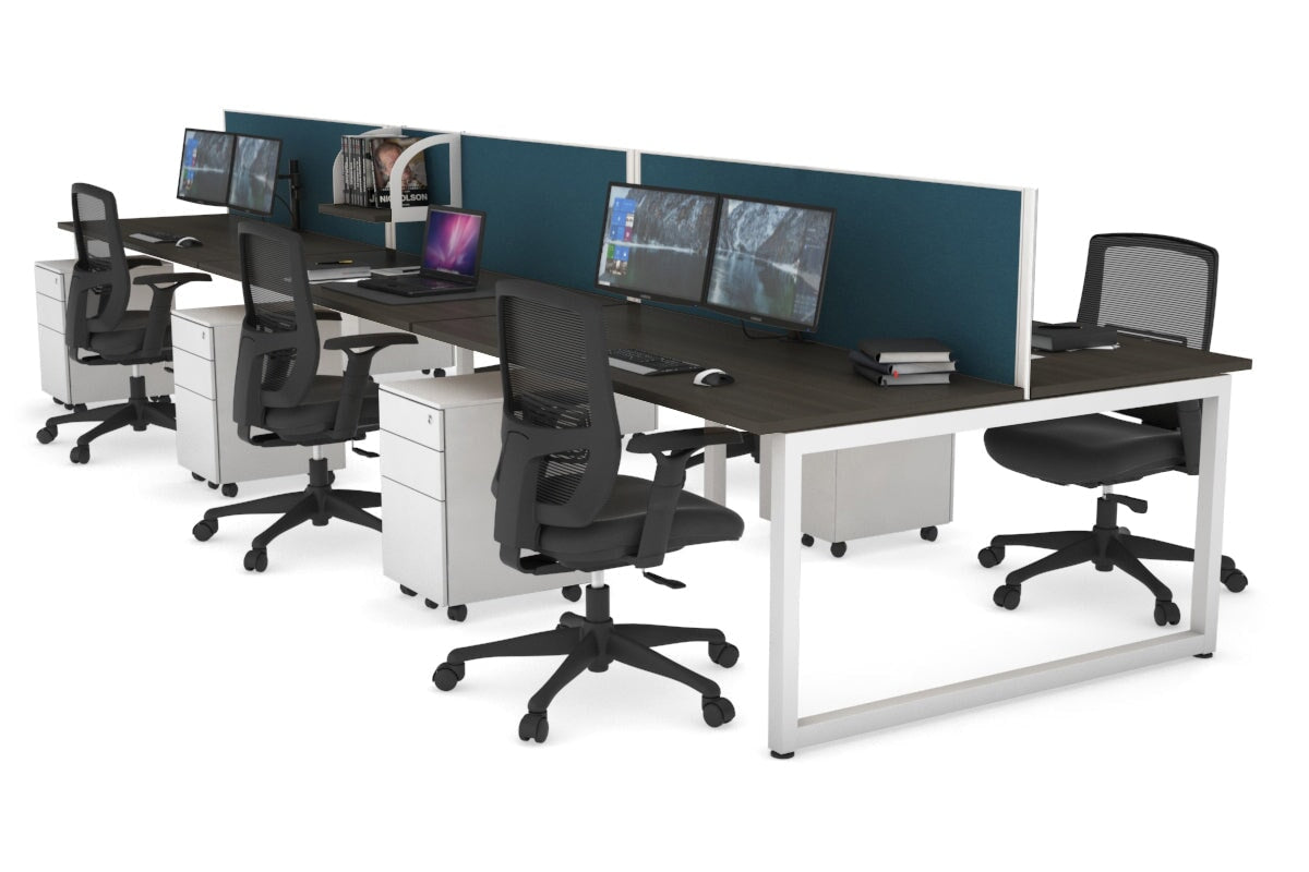 Quadro Loop Leg 6 Person Office Workstations [1200L x 700W] - White ...