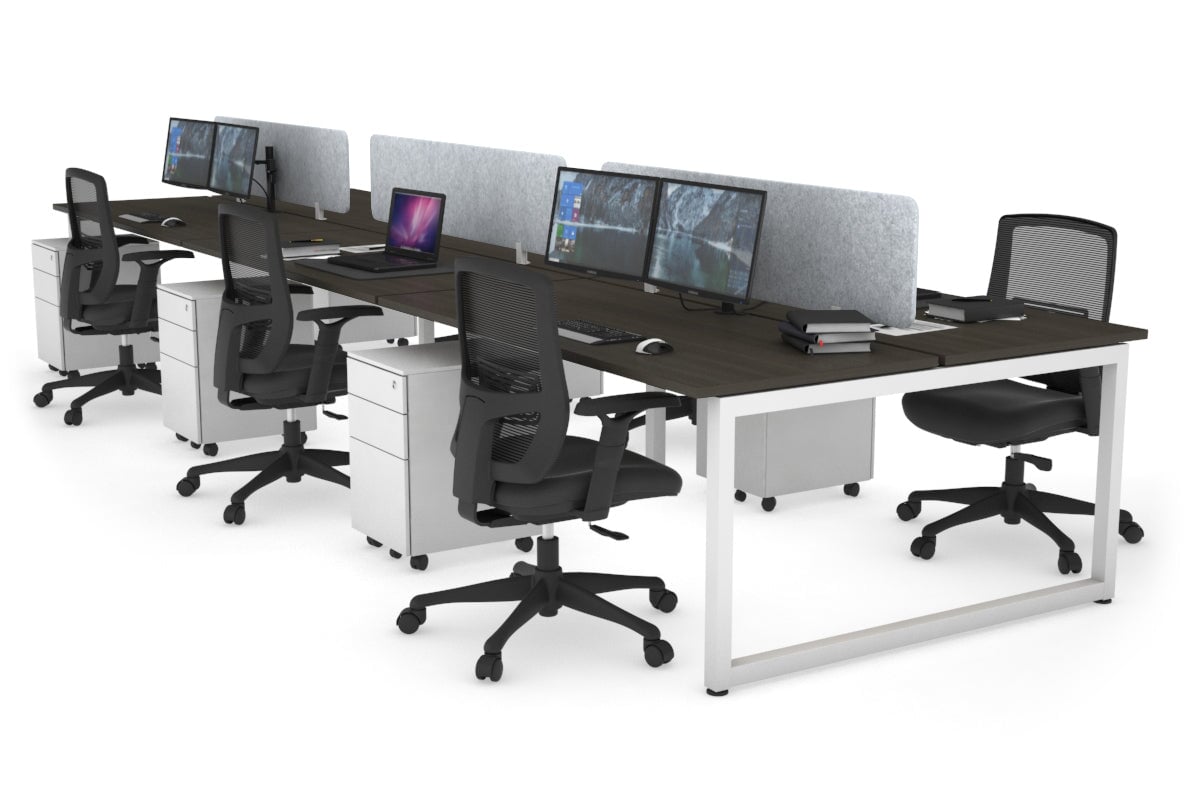 Quadro Loop Leg 6 Person Office Workstations [1800L x 700W] - white leg ...