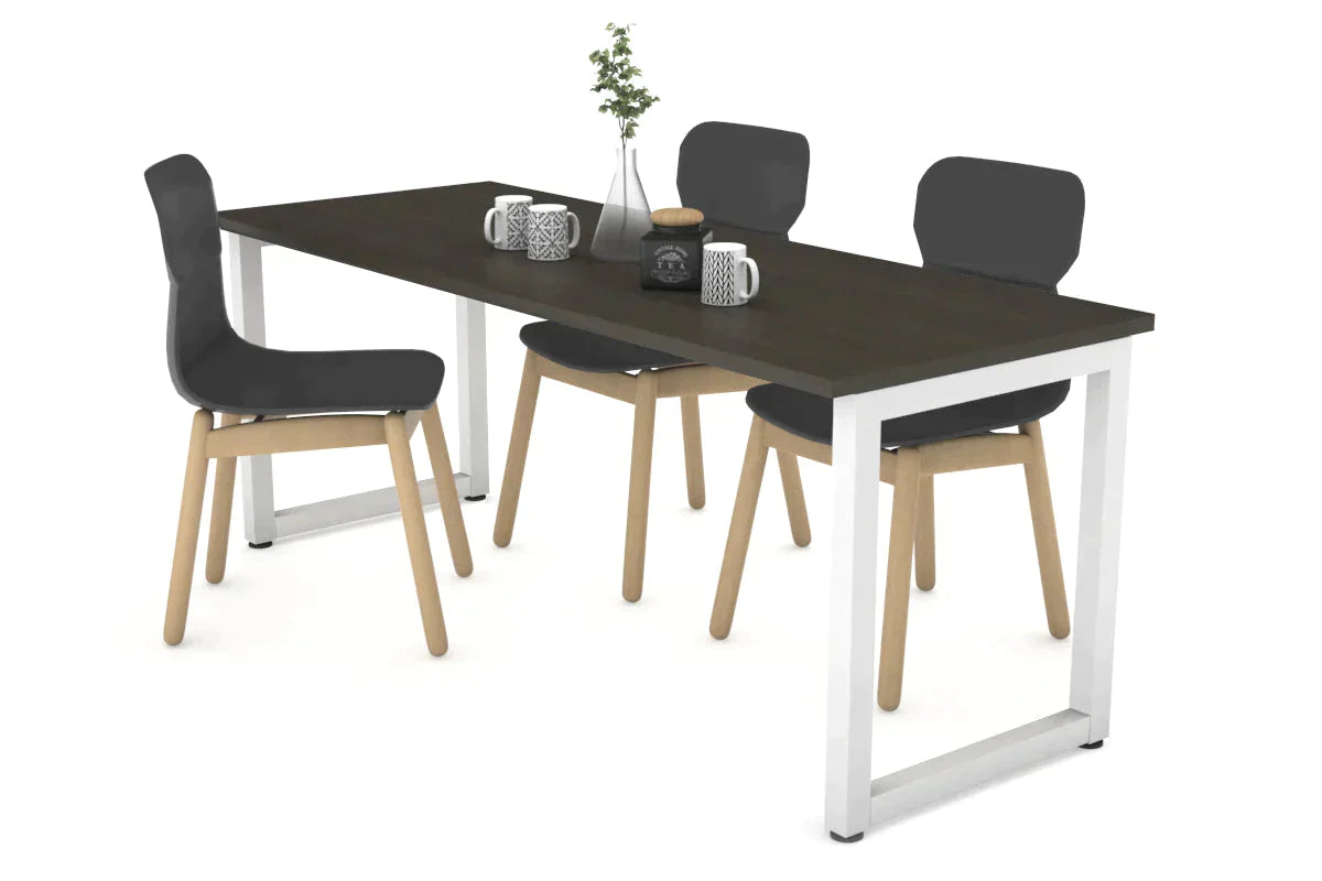 Quadro Loop Legs Table [1600L x 700W] Jasonl white leg dark oak 