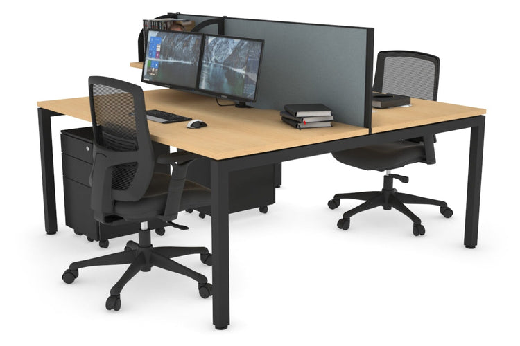 Quadro Square Leg 2 Person Office Workstations [1400L x 800W with Cable Scallop] Jasonl black leg maple cool grey (500H x 1400W)