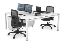  - Quadro Square Legs 2 Person Office Workstation [1800L x 800W with Cable Scallop] - 1