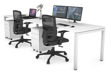  - Quadro Square Legs 2 Person Run Office Workstation [1600L x 800W with Cable Scallop] - 1