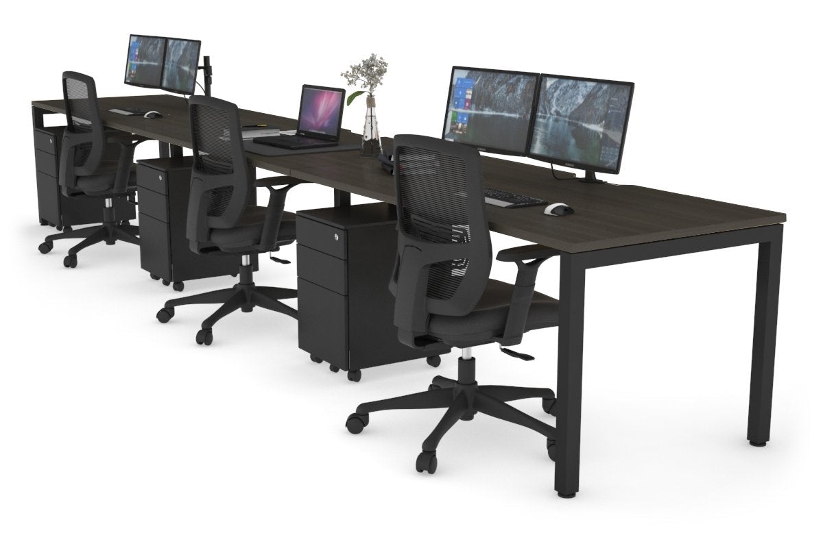 Quadro Square Leg 3 Person Run Office Workstations [1400L x 800W with ...