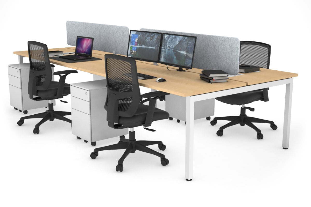 Quadro Square Legs 4 Person Office Workstation [1800L x 700W]-white leg maple light grey echo panel (400H x 1600W)