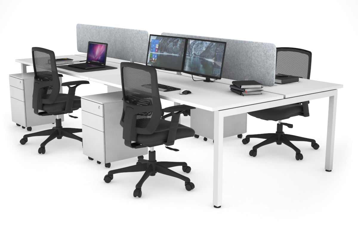 Quadro Square Legs 4 Person Office Workstation [1800L x 700W]-white leg white light grey echo panel (400H x 1600W)