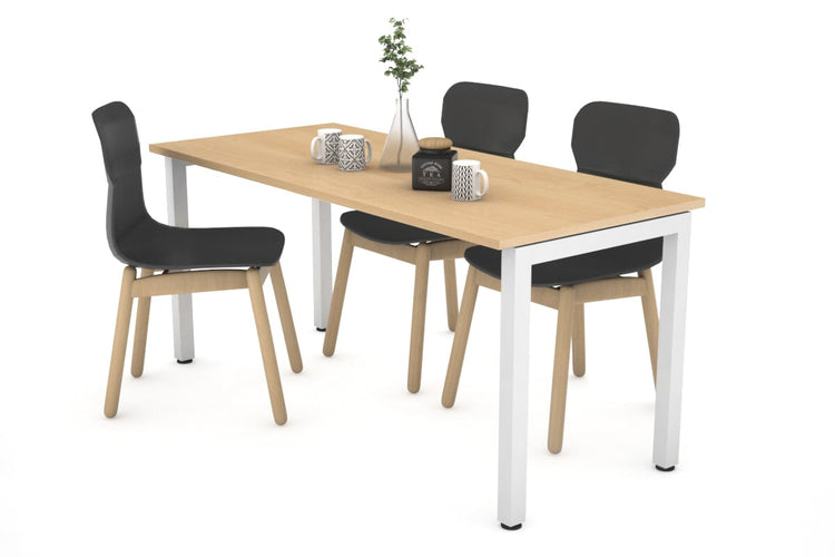 Quadro Square Legs Table [1400L x 700W] Jasonl white leg maple 