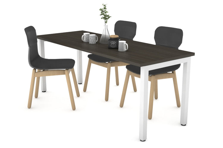 Quadro Square Legs Table [1800L x 700W] Jasonl white leg dark oak 