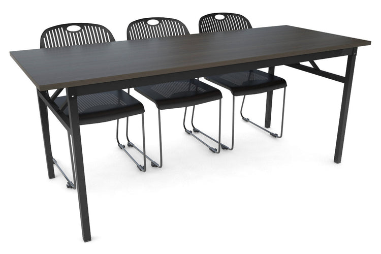 Sonic Steel Black Frame Folding Table [1800L x 700W] Sonic dark oak 