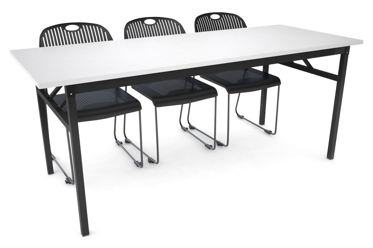 Sonic Steel Black Frame Folding Table [1800L x 700W] Sonic white 