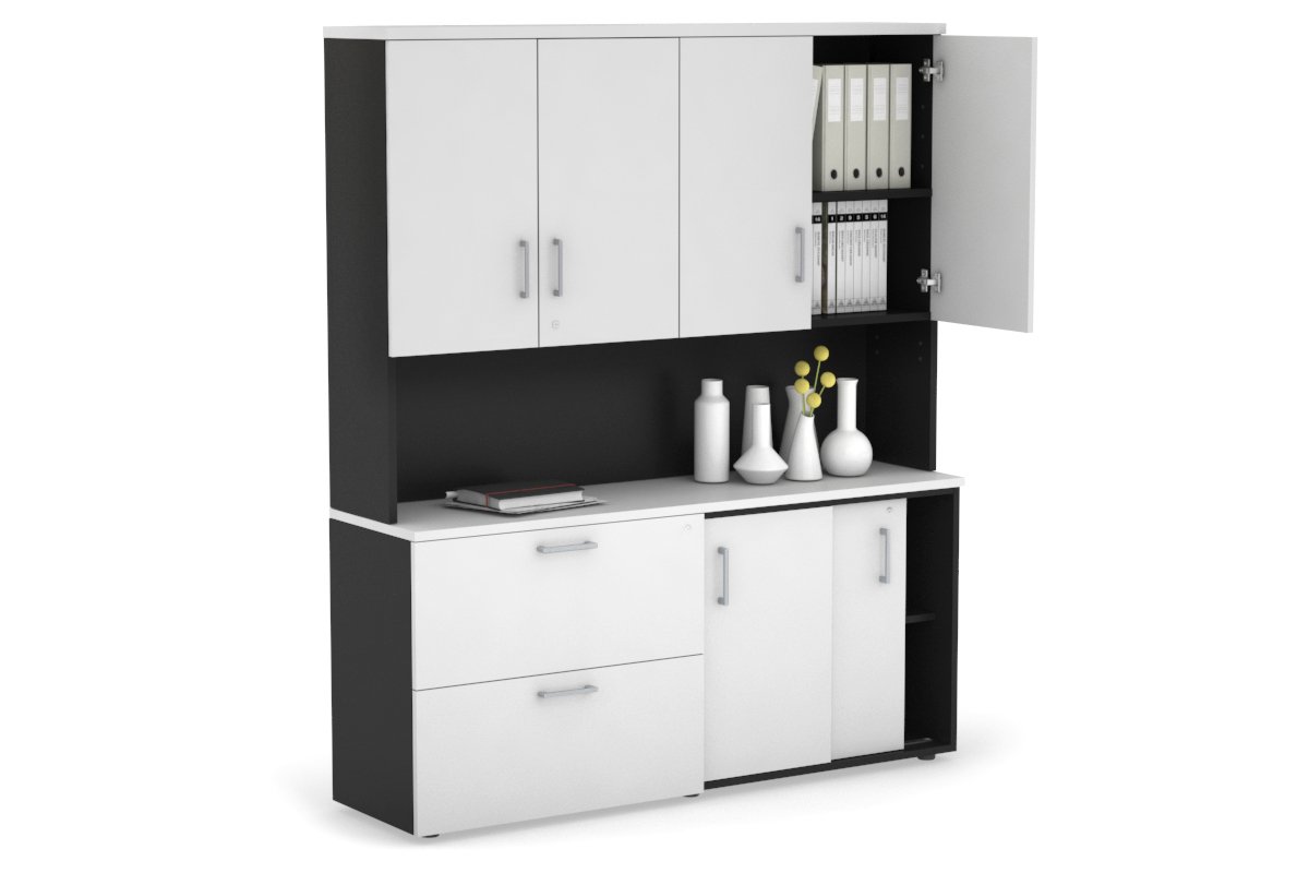 Uniform Sliding 2 Door Credenza and 2 Drawer Lateral File Unit - Hutch ...