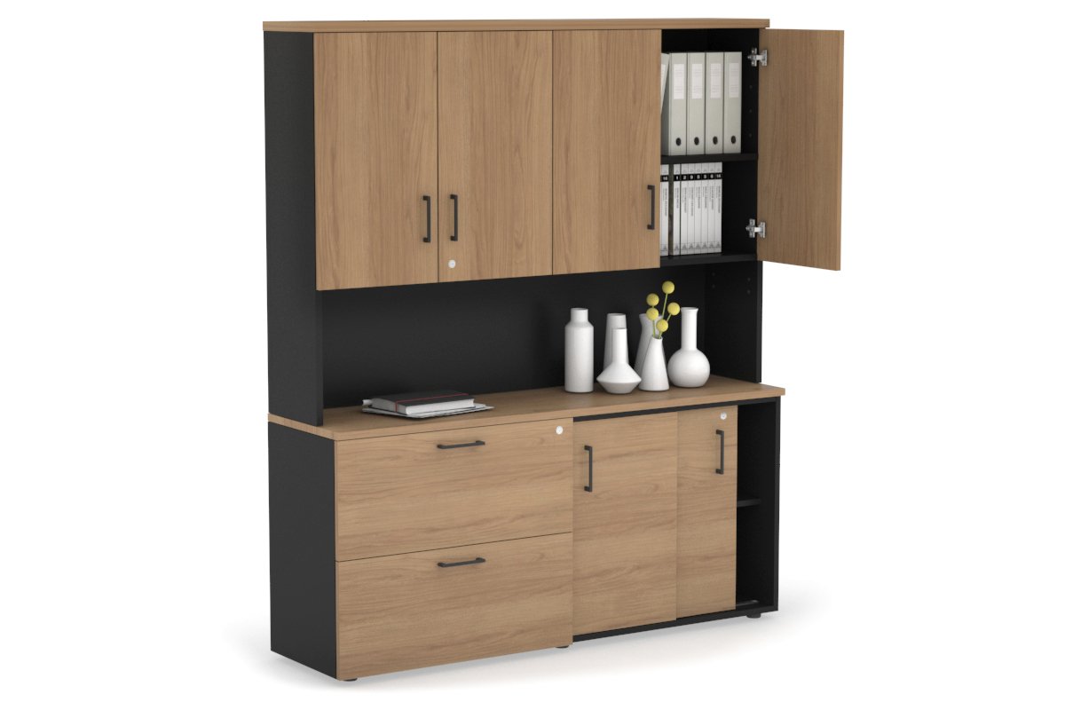Uniform Sliding 2 Door Credenza and 2 Drawer Lateral File Unit - Hutch ...