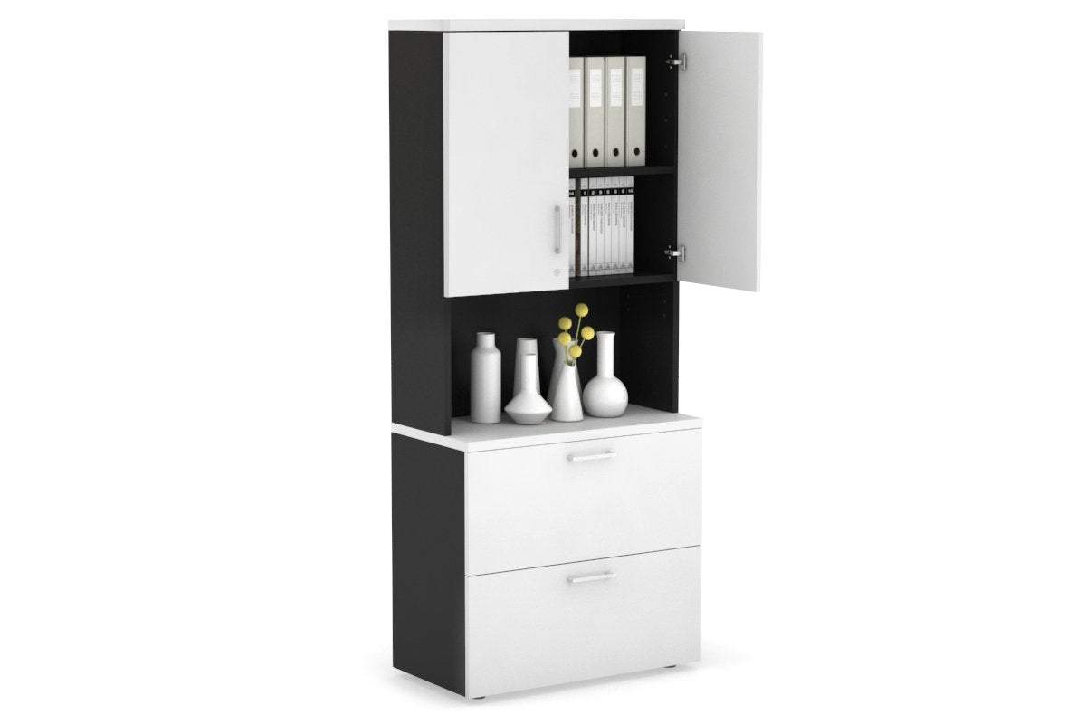 Uniform Small Drawer Lateral Filing Cabinet - Hutch with Doors [ 800W ...